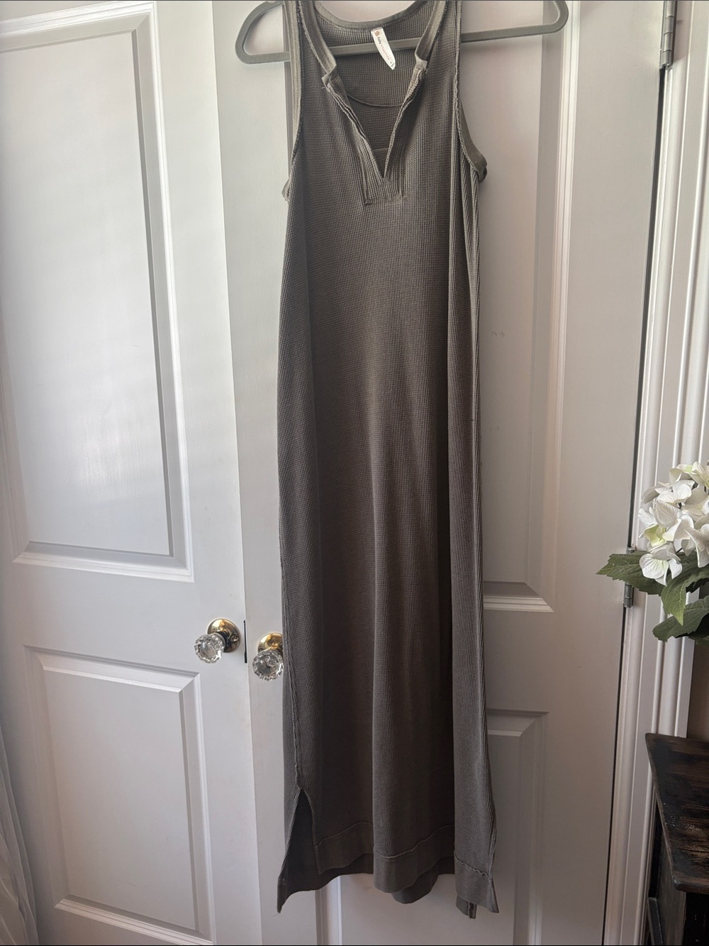 Sleeveless Long Maxi Dress in Olive Green